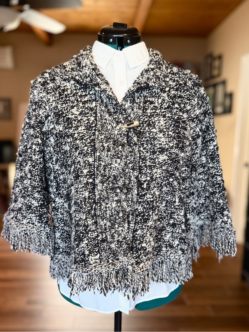 Vintage St. John Sport Bouclé Brown White Toggle Horn Button Jacket Size M
